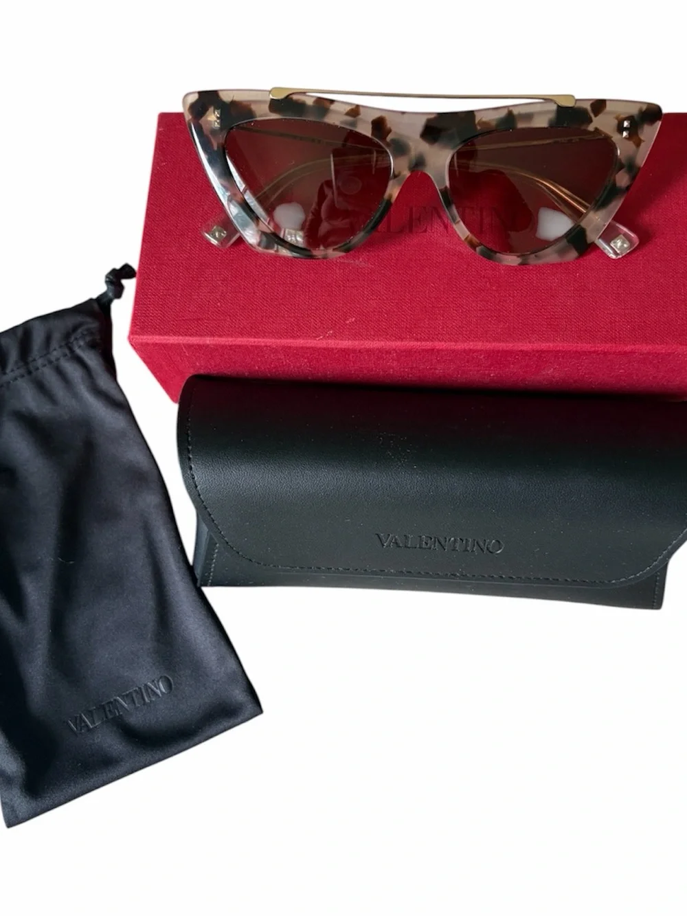 Valentino Tortoiseshell Cat-Eye Sunglasses with Brown Lenses - Picture 2 of 3